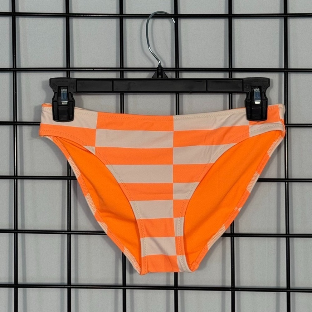 American Eagle Aerie Checkerboard Bikini‎ Bottom Womens S Orange White NEW